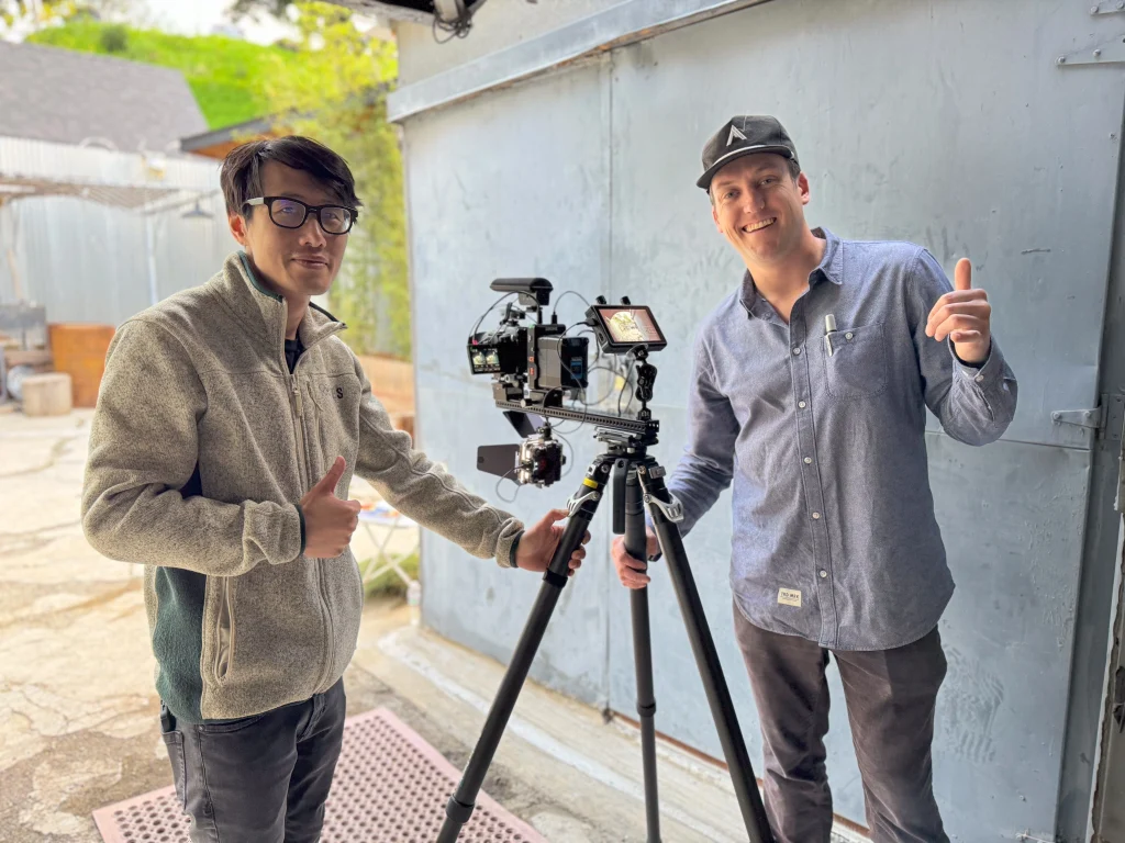 Hugh Hou and CJ Conway working on the In-home dementia training 360 video project